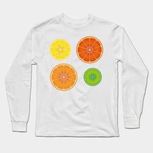 Citrus Slices Pattern: Orange, Lemon, Lime, Grapefruit Long Sleeve T-Shirt